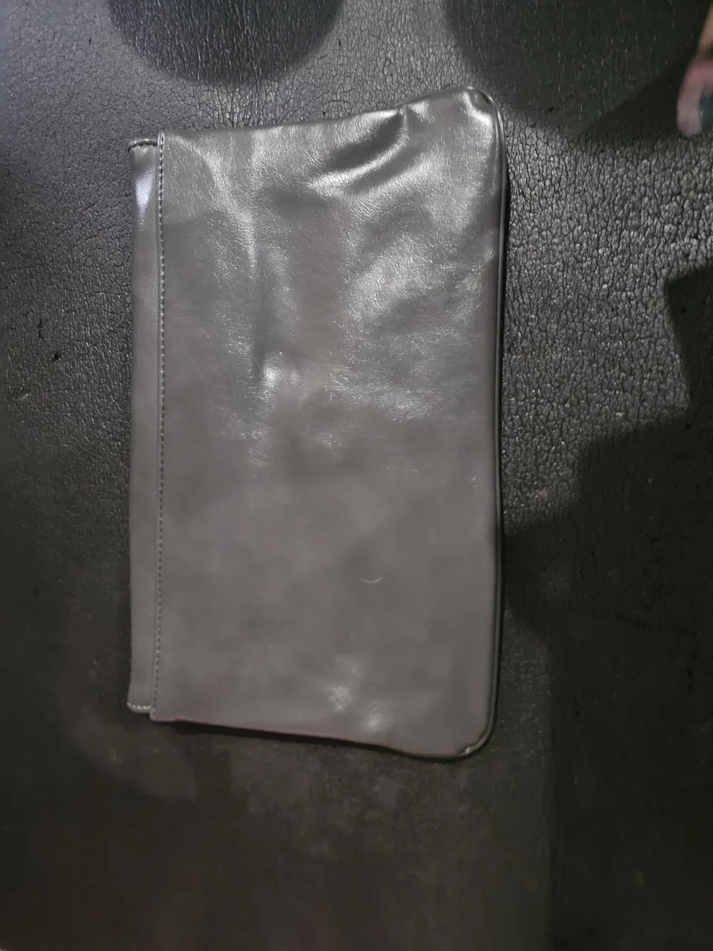 Sleek Gray Leather Clutch